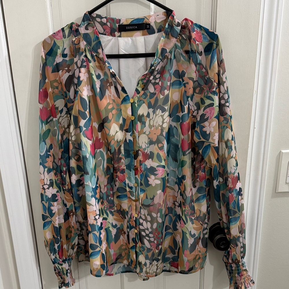 Zesica Women's Floral Chiffon Blouse - Multicolor